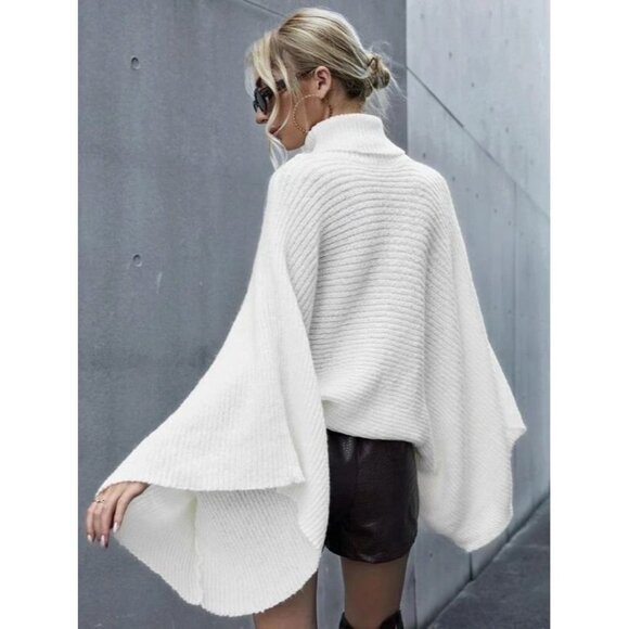 SHEIN Solid color batwing sleeve turtleneck‎ top in Ivory - Size Large - Picture 8 of 9